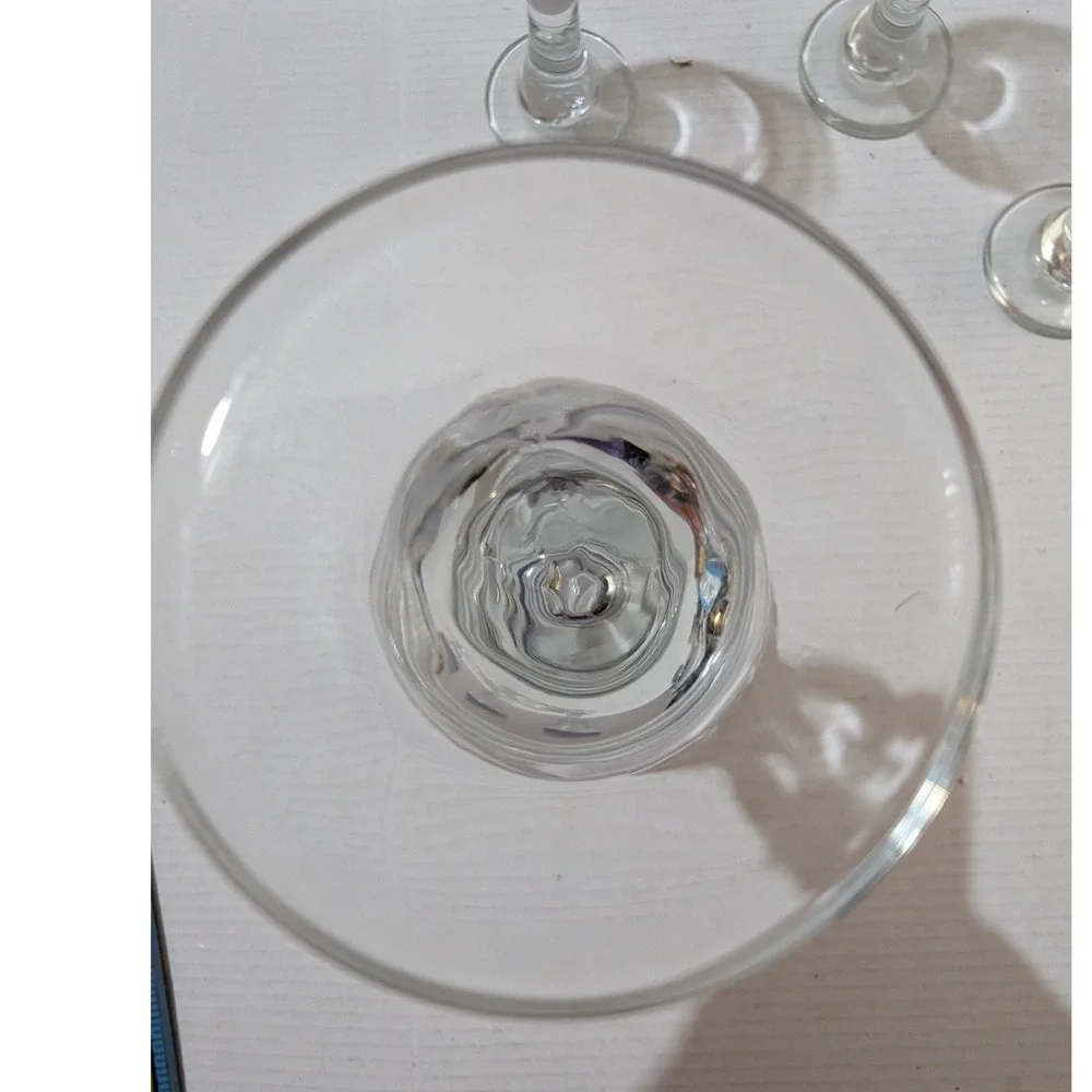 Pfaltzgraff Rio Glassware Set of 4 Purple Blue Striped Water Goblets 7 inch